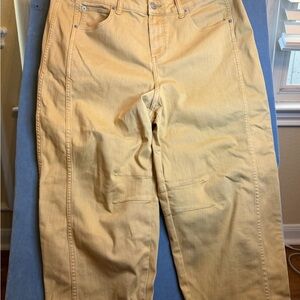 LOGO KHAKI Yellow Denim Barrel Pants Size 18 WP